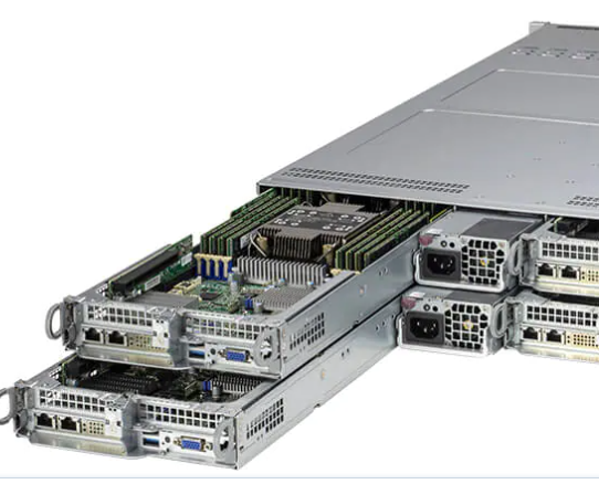 2U 2 Node BigTwin Supermicro Storage Server SYS-620BT-DNTR With 6 3.5" NVMe/SATA Bays Per Node