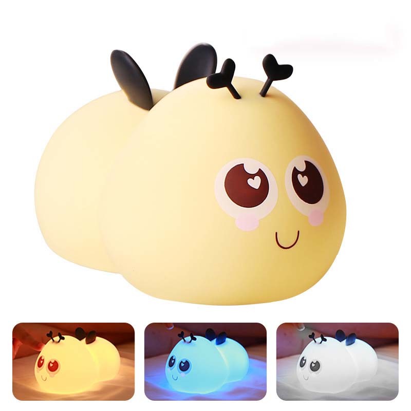 Bee Silicone LED Nightlight Baby Nursery Sleep Lamp With Timer For Toddler Baby Girls Boys Children Christmas Kids Gift