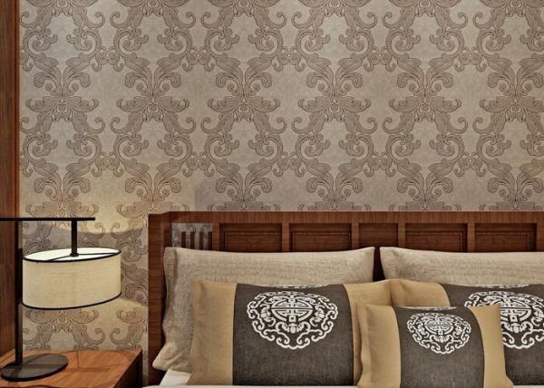 Quality Washable Victorian Style Wallpaper For Living Room , Contemporary Damask Wallpaper Mould Proof for sale