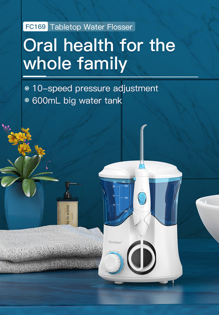 Teeth Whitening Countertop Water Flosser 600ml Electric Jet