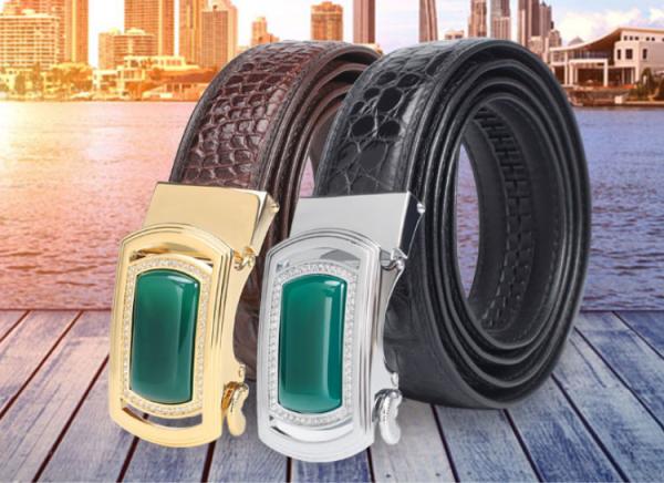 New alligator leather fashion casual belt alloy automatic buckle crocodile men's