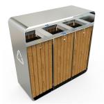 3 Compartment 40L 10.5gal Outdoor Wooden Trash Can