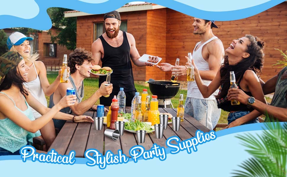16 Pack Cylindrical Custom Stainless Steel Cups Shatterproof