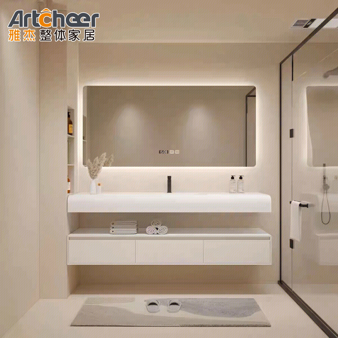 Stylish Solid Wood Bathroom Vanity with Drawer Storage and Durable Carrara Marble Top