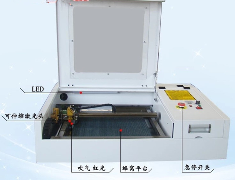 50w 4040 laser engraving cutting machine with CO2 laser tube and golden laser head