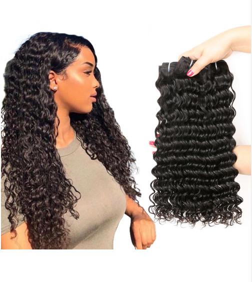 Buy cheap Deep Curl 100% Virgin Indian Hair Weave Unprocessed Human Hair Black from wholesalers