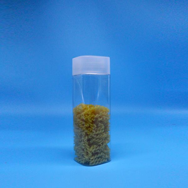 Wide Mouth 600ml Snack Food Candy Transparent Square PET Plastic Jars Flat Top