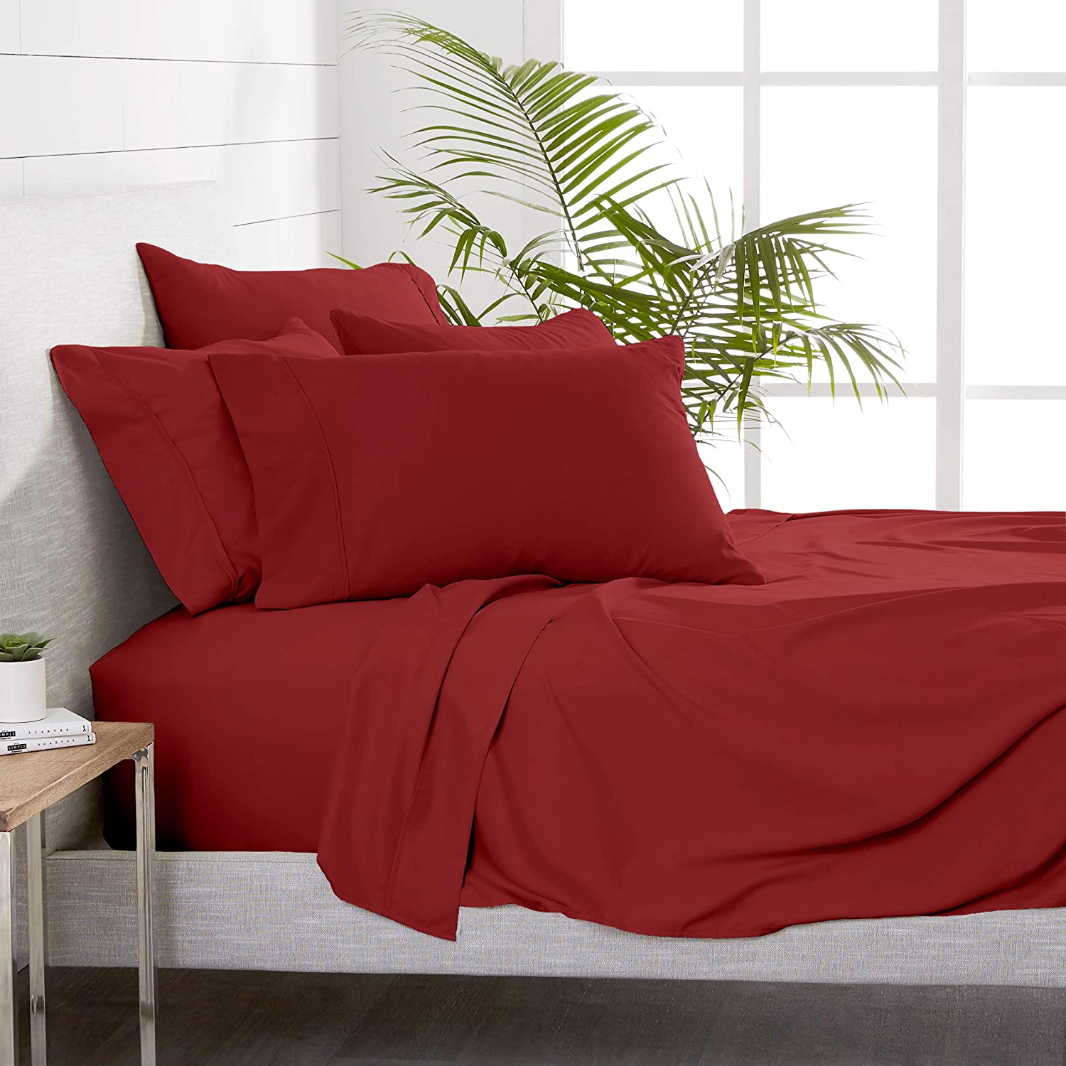 100% Polyester Microfiber Plain 5mm Trim Luxury Bedding Sheet Sets for 6PCS in Xinpai