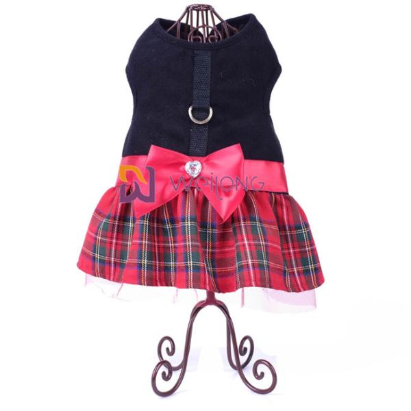 Buy cheap Christmas Vest Pet Dress Brushed Tricot Satin Bow Dog Christmas Dress from wholesalers