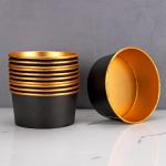 8oz/12oz/16oz/20oz/24oz/32oz Black Paper Soup Bowls With Lids For Hot Food Gold