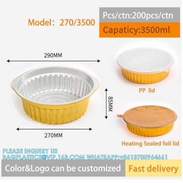 Buy cheap 270mm Diameter 3500ml Golden Series Aluminum Foil Baking Round Shape Pan/Container With Lid For Fast Food Packing from wholesalers