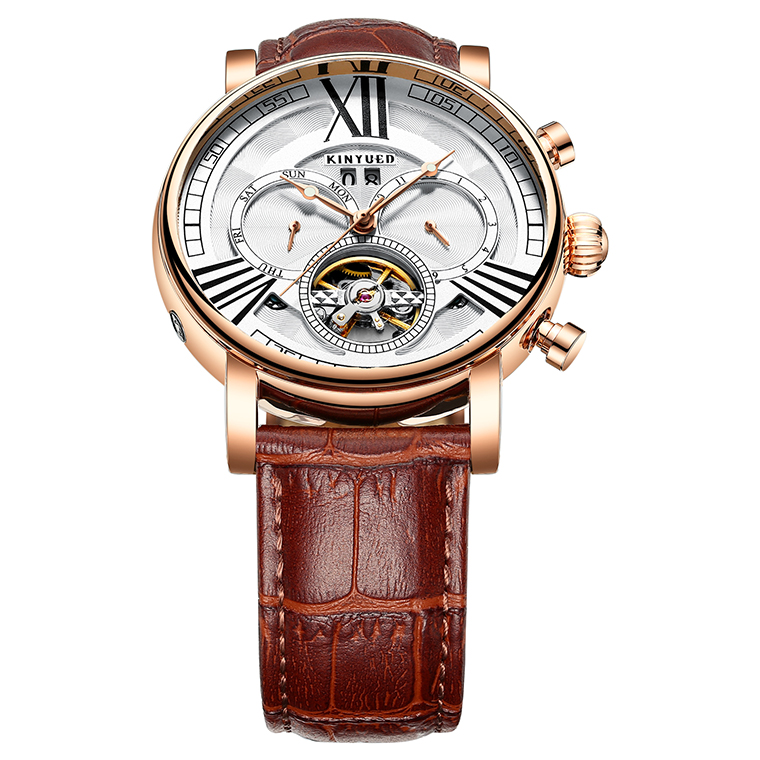Fashion brand KINYUED tourbillion watch mechanical luminous hand automatic mechanical mens watch