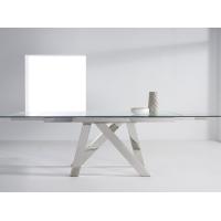 Buy cheap 900mm Width Extensible Tempered Glass Dining Table DT-31097 With Stainless Steel Leg product