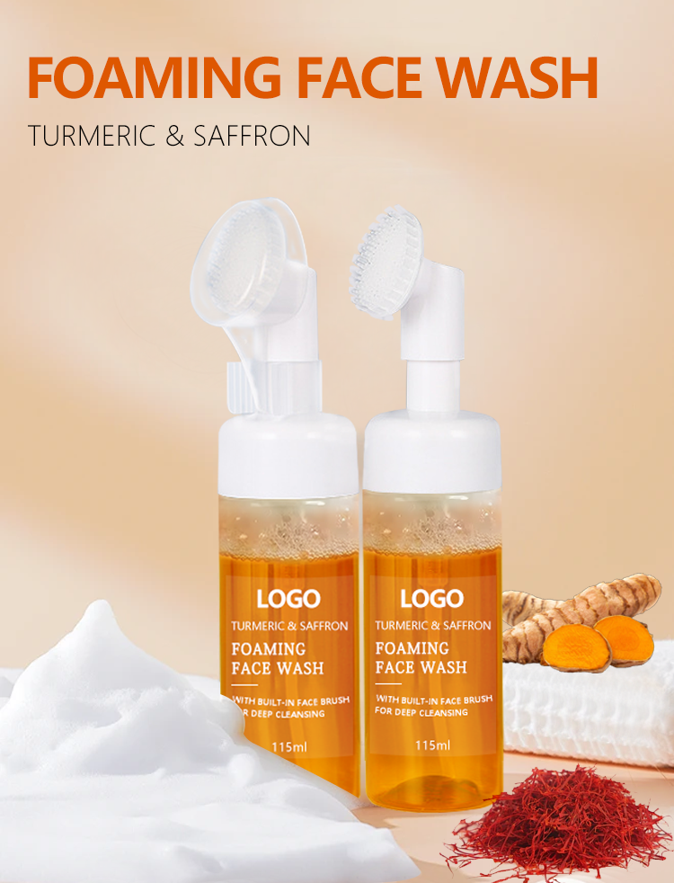 Private Label Custom Organic Face Wash Soothing Brightening Skin Natural Vegan Turmeric Bubble Foaming Facial Cleanser