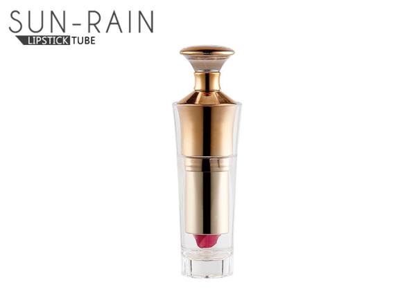 Buy cheap Round Plastic Lip Protector Packaging Clear Gold Lipstick Tubes SM001 from wholesalers