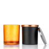 Buy cheap Decorative Apothecary Round Empty 200ml 300ml 400ml 16oz Matte Amber Glass Candle Jar With Wooden Lids from wholesalers