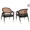 Buy cheap Black Ash Wood Frame Rattan Dining Chairs Leather Cushion Armrest Dining Chair from wholesalers