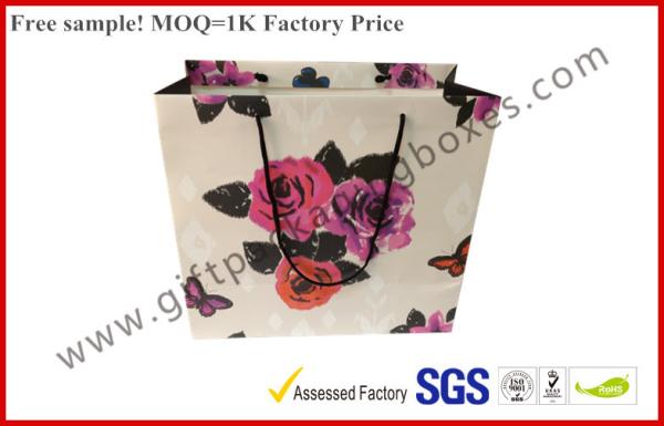 Buy cheap Cotton Handles Custom Paper Gift Bags , Offset Printing Paper Hand Bags from wholesalers
