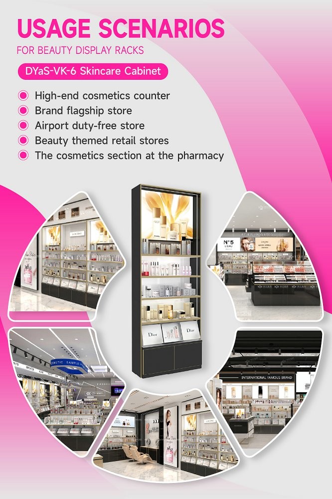 DYaS-VK-6 Skincare Display Cabinet with 60mm Light Box and White Soft Light Strips