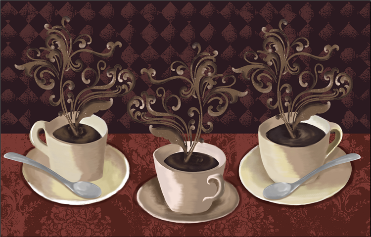 Printed hot coffee pattern anti-fatigue kitchen mat with NBR foam