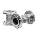 Flexible Metal Corrugated Pipe with Flange Connection Silver Stainless Steel 304