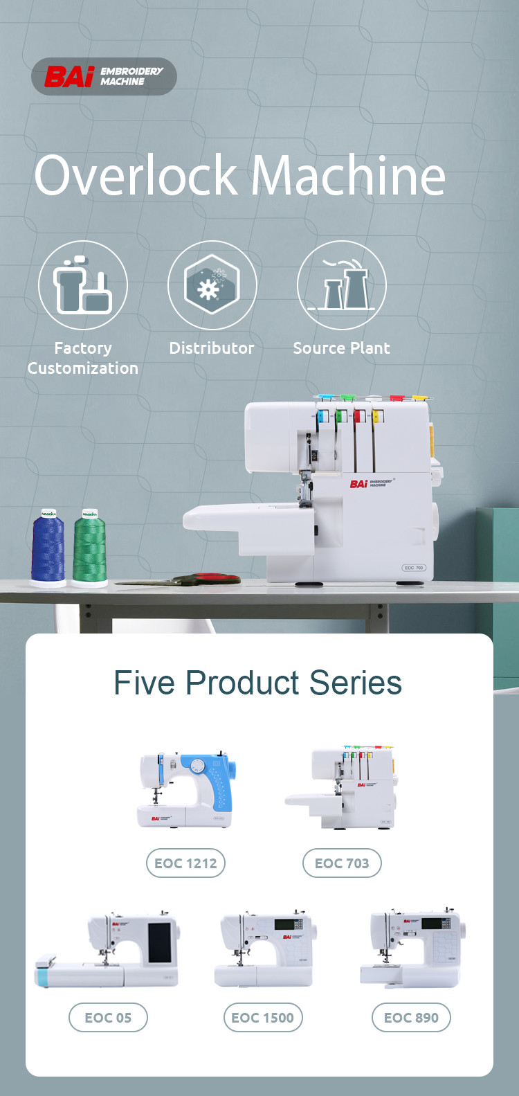 1mm Four Thread Overlock Sewing Machine 6.2kg Double Head