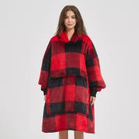 Buy cheap Customizable Plaid Hooded Blanket Oversized Sherpa Hoodie Blanket Unisex product