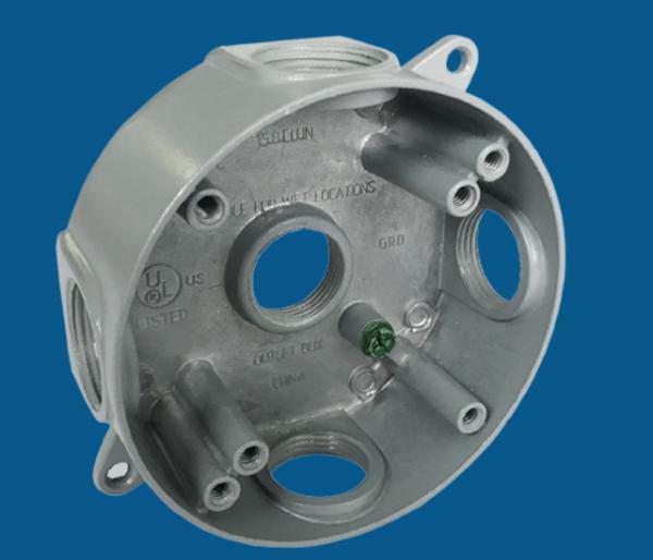 Buy cheap 4" Round Waterproof Electrical Box With 5 Outlet Holes Aluminum Die Cast MATERIAL from wholesalers