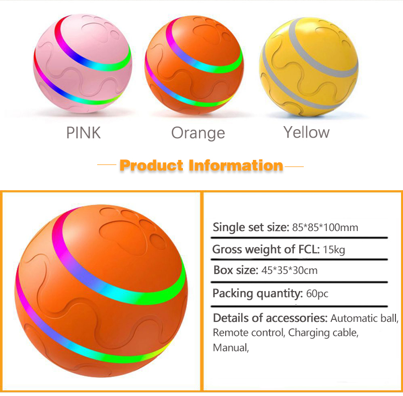 Cat Dogs Activated USB Rechargeable Indoor Wicked Ball for Small Medium Large