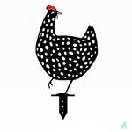 Black 25cm SGS Metal Chicken Yard Art SGS Metal Rooster Yard Decor