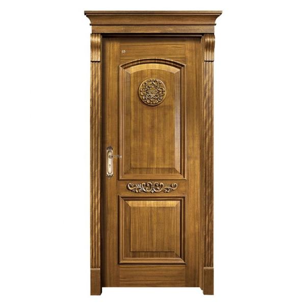 Buy cheap Single Flush Flower Carving Solid Wood Entrance Doors 45mm Thickness from wholesalers