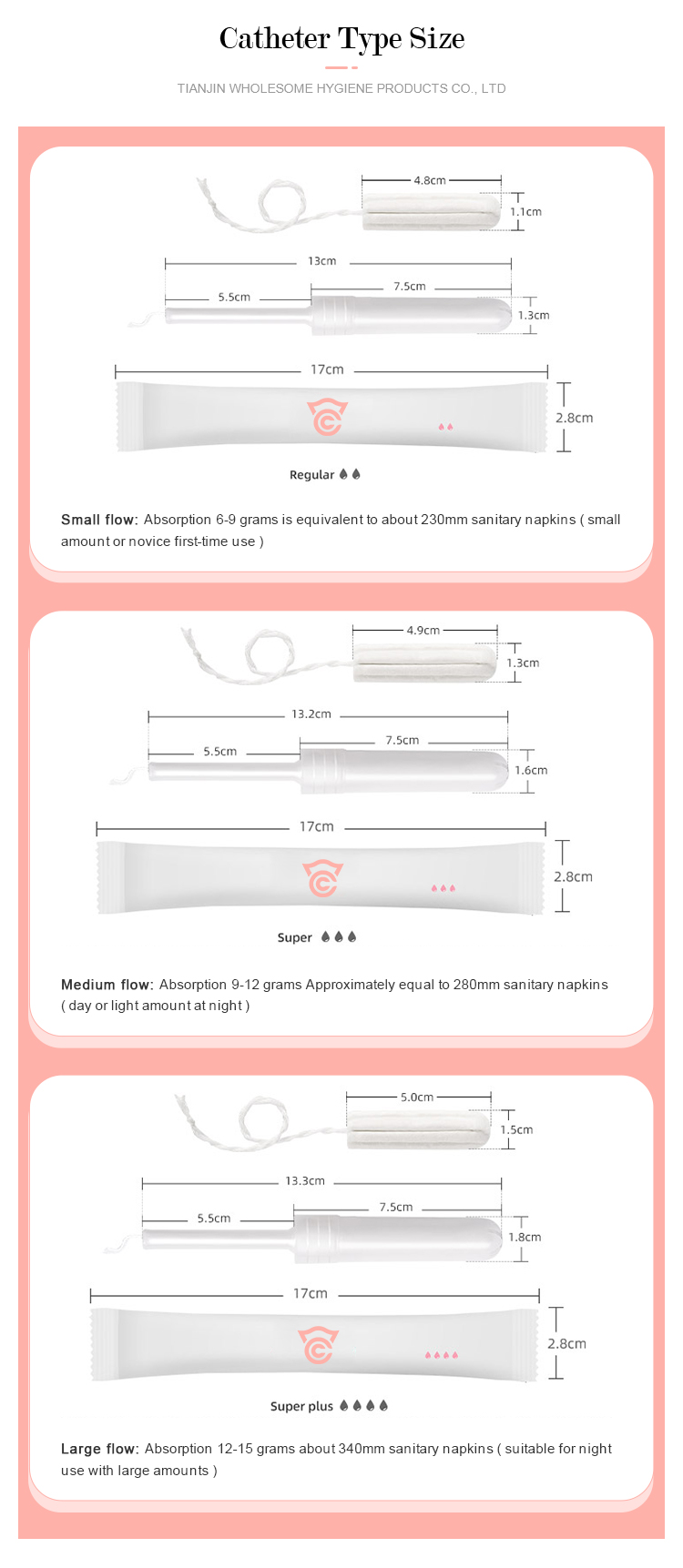 Adult Private Label Organic Cotton Clean Point Tampons for Female Health Care Product