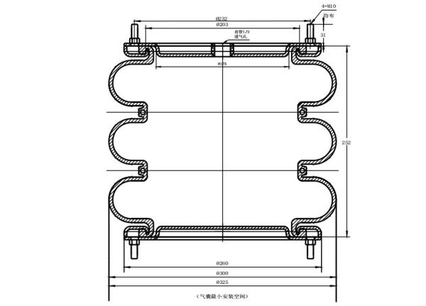 Buy cheap FT412-32 DS Industrial Air Springs Triple Convoluted Air Bag Rubber 12" Bellows 12X3 from wholesalers