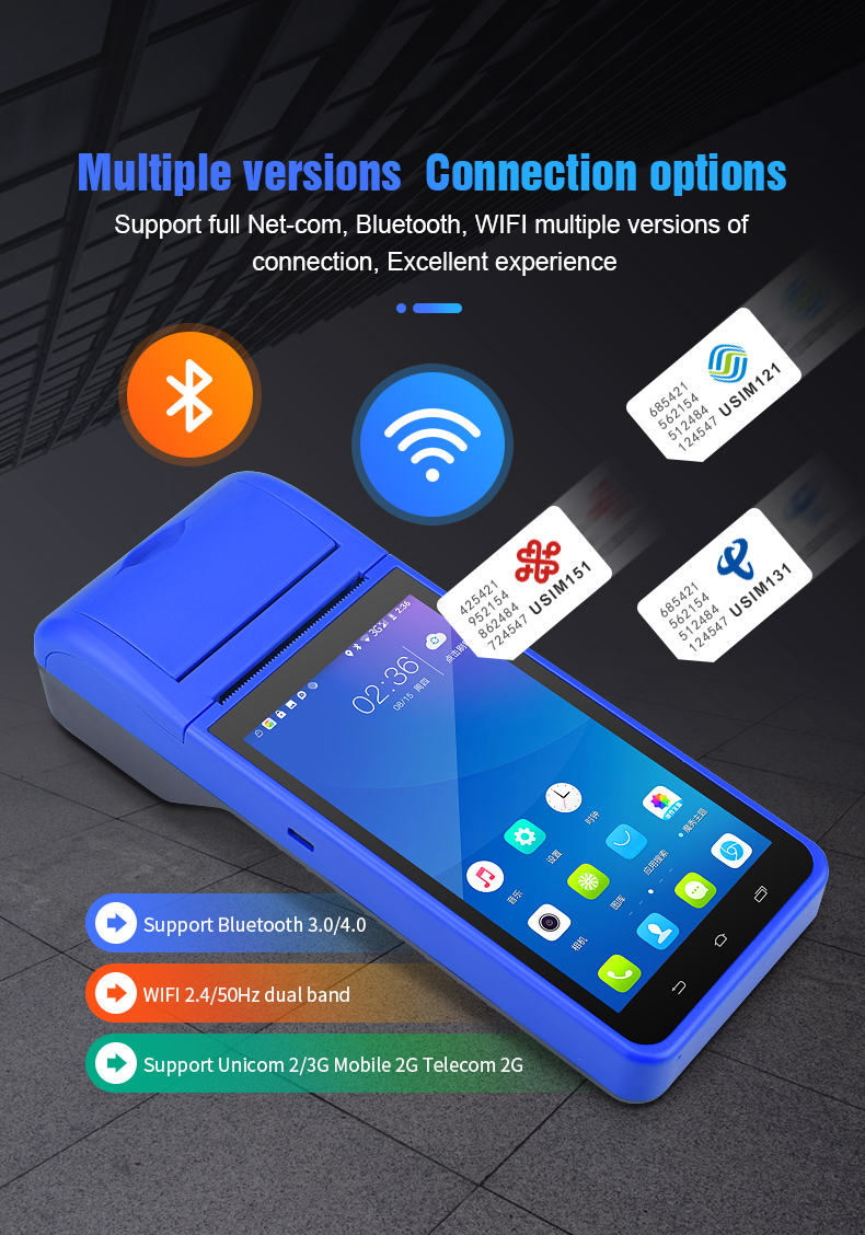 POS Software and Barcode Scanner Included 5.5 Inch Portable POS Printer Based on Android for Restaurant