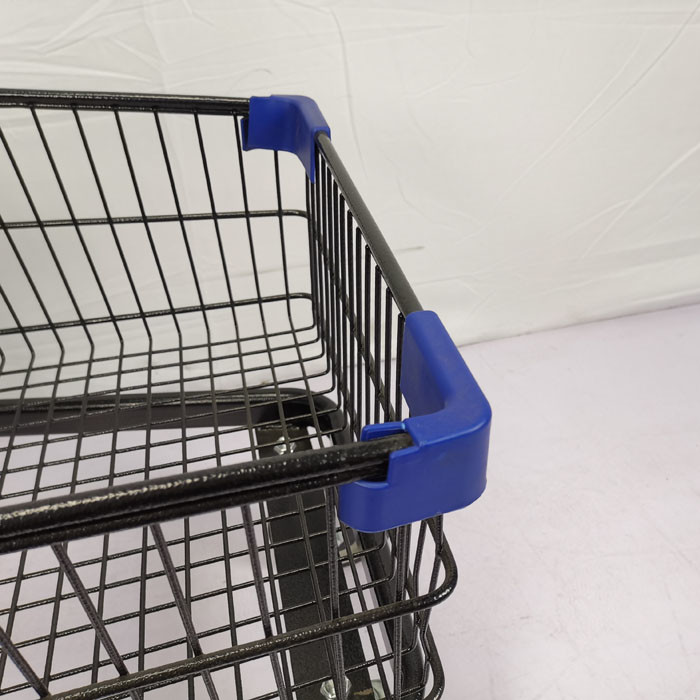 Electrophoresis 80L Metal Shopping Trolley Lightweight With 3 Baskets 4" PU Wheels