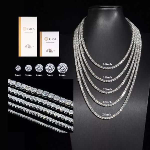 Buy cheap Hip Hop Moissanite Tennis Chain 925 Sterling Silver Moissanite Tennis Necklace from wholesalers