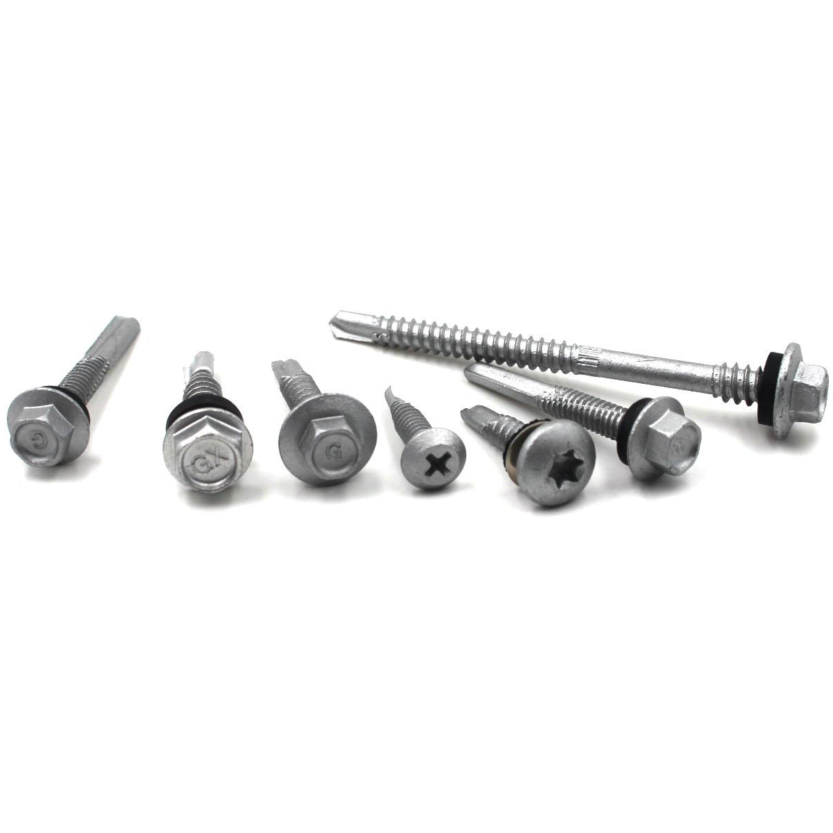 Zinc Finish Self Drilling Hex Washer Head Screws With Rubber Washers For Building Roofing