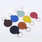 Men Engraved Leather Keychain With Rings Iron Pu Leather Keyring