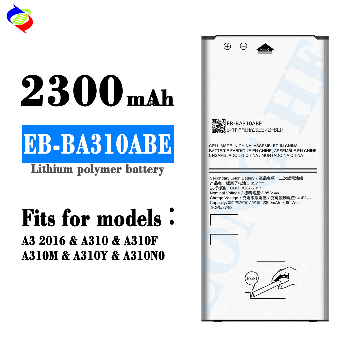 OEM EB-BA310ABE A3 2016 A310 A3100 Mobile Battery for Samsung Galaxy A310 2300mAh