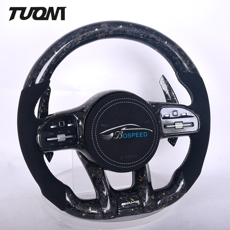 Suede Mercedes Benz Steering Wheel A45 W204 W205 CLE GLC Forged Carbon Fiber Steering Wheel