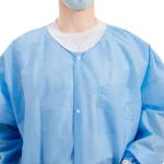 25gsm-55gsm Blue Disposable Lab Coats SMS PP SPP Non Woven Knitted Cuffs