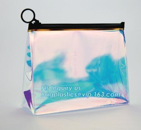 Standup Cosmetic PVC Bag With Slider, swimwear PVC vinyl Bag with slider zipper,