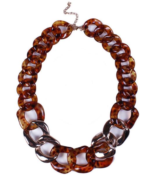 European and American retro exaggerated personality wild leopard resin necklace