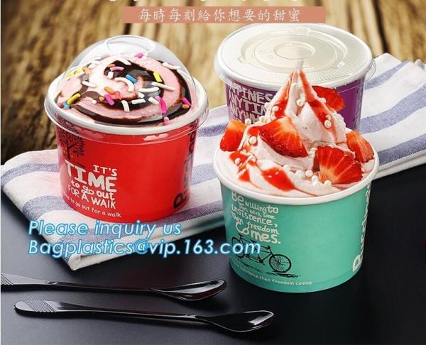 A series of custom logo printed double PE coated icecream paper cup with lid