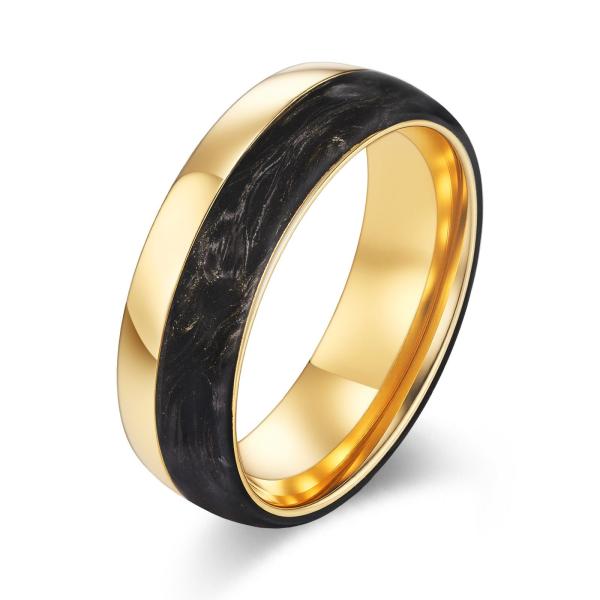 Buy cheap Inlay Technology Setting Coated and Rose Gold Forged Carbon Fiber Wedding Bands Mens Bands for Party Occasion 2025 from wholesalers
