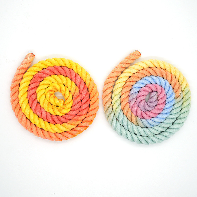 13mm Three Strand Cotton Rope Twisted Mixed Color Dog Leash Climbing Rope