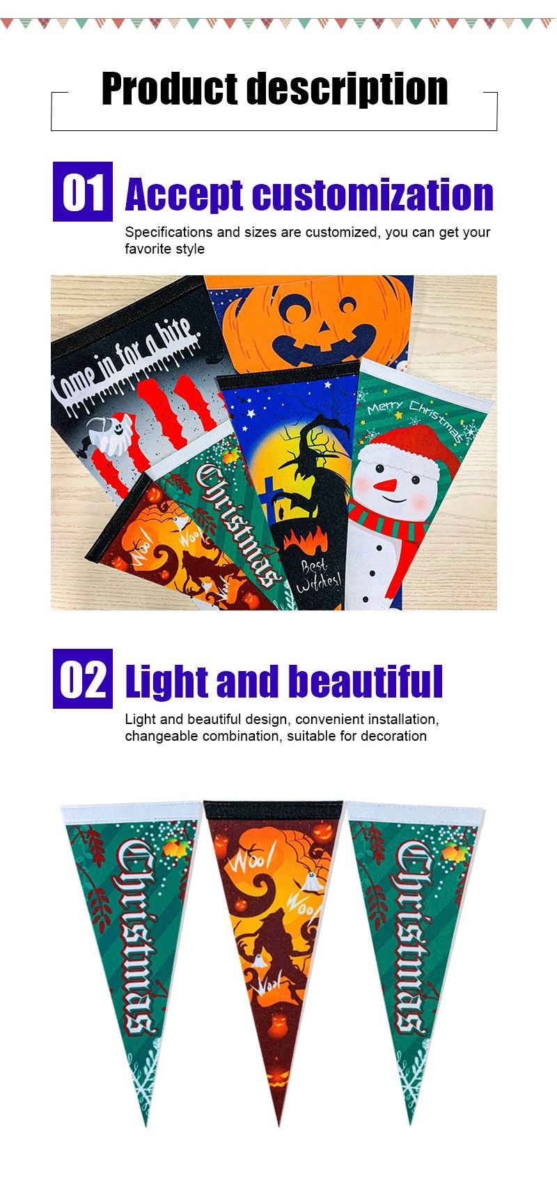 Silk Screen Printing Felt Pennant Banner , 15x20cm Outdoor Pennant Banner