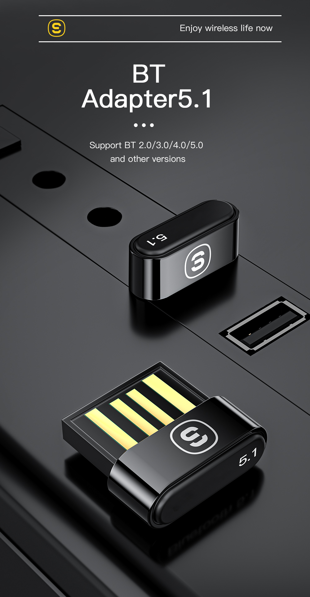 PC 5.1 Mini USB Adaptor BT 2.0 3.0 4.0 5.0 Phone Keyboard Earphone Connecter 3C Device