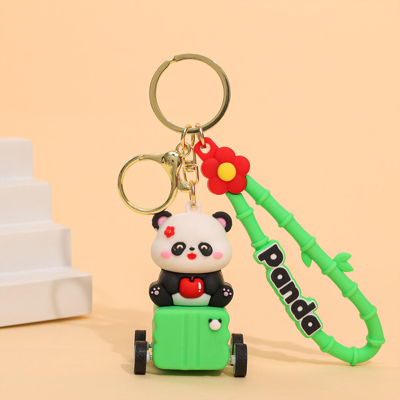Silicone Keychain Pendants For Purse , Cute Panda Keychain Charms