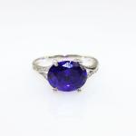 925 Sterling Silver Oval Purple Cubic Zirconia Ring(F65)